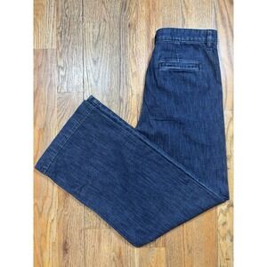 J. Crew Wide Leg Pleated Trouser Jean High Rise Size 28 Women's